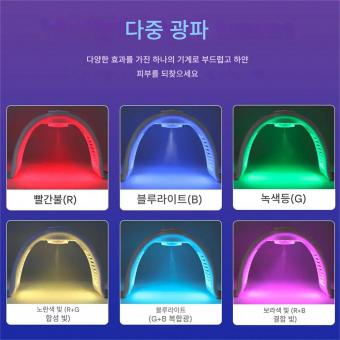 LED 광선 요법 기계 얼굴 관리 장치, 7가지 색상, 170개 빛 구슬, 나노 스팀 스프레이, 접이식