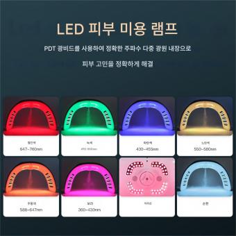 LED 광선 요법 기계 얼굴 관리 장치, 7가지 색상, 184개 빛 구슬, 나노 스팀 스프레이, 접이식