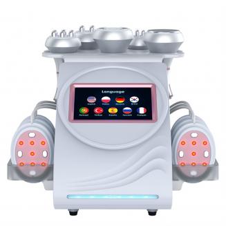 Professional 80K Ultrasonic Cavitation Machine, 6in1 Radio-frequency Body Slimming Sculpting Device, with 6 EMS Pads, US Plug