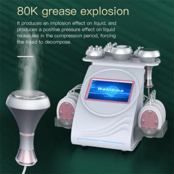 Professional 80K Ultrasonic Cavitation Machine, 6in1 Radio-frequency Body Slimming Sculpting Device, with 6 EMS Pads, US Plug