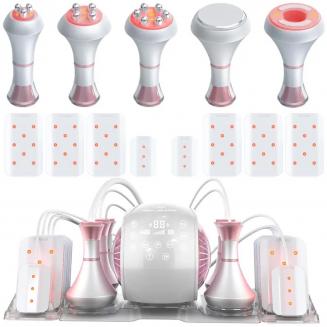 Professional 80K Ultrasonic Cavitation Machine, 6in1 Radio-frequency Body Slimming Sculpting Device, LED Display, with 8 Lipolaser Pads, US Plug