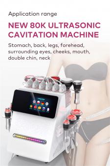 Professional 80K Ultrasonic Cavitation Machine, 11in1 All in One Radio-frequency Body Slimming Sculpting Device, with 6 Lipolaser Pads, US Plug